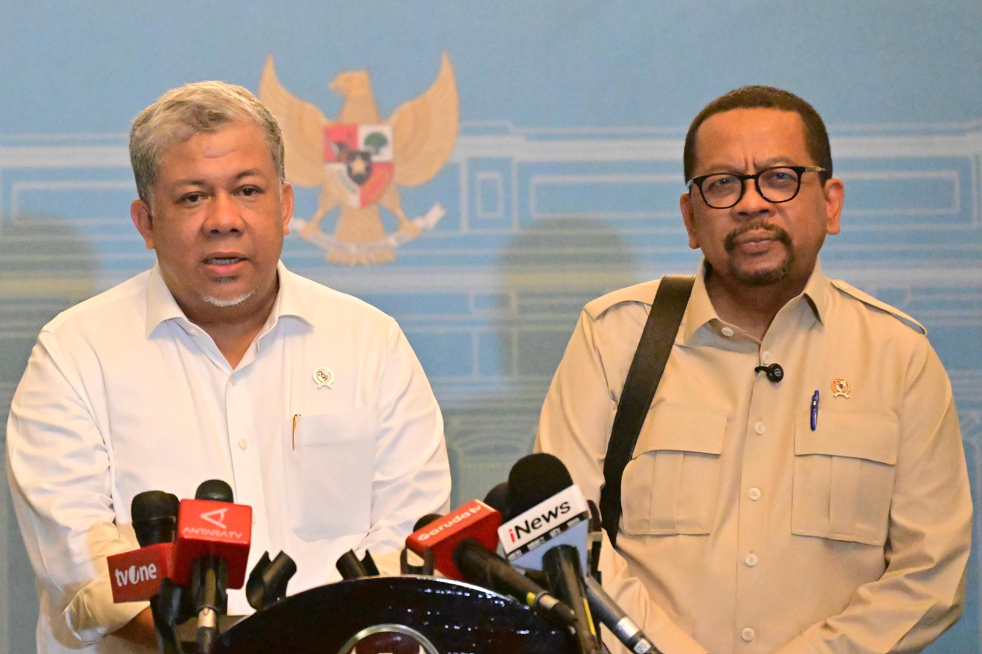 Kepala Staf Kepresidenan Muhammad Qodari dan Wamen PKP Fahri Hamzah (SinPo.id/Biro Setpres)