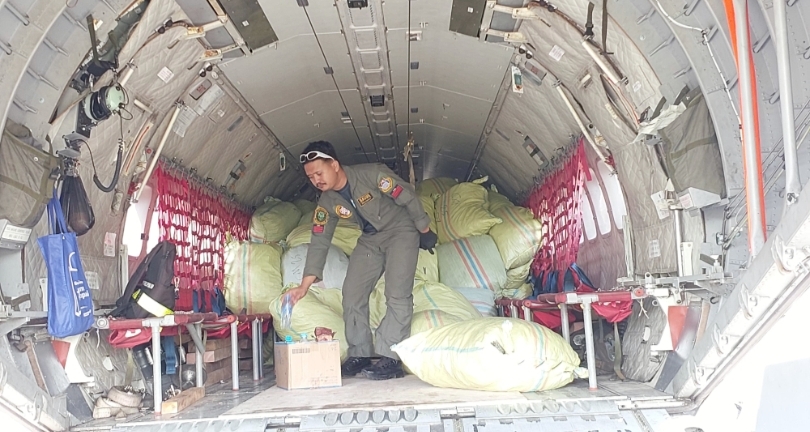 Ilustrasi pengangkutan 3,5 ton cabai dari Aceh ke Medan pakai pesawat TNI AU. (SinPo.id/dok. Bapanas)