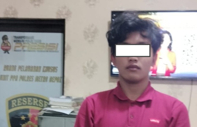 Pelaku KDRT di Depok saat ditangkap (SinPo.id/ Dok.PMJ)