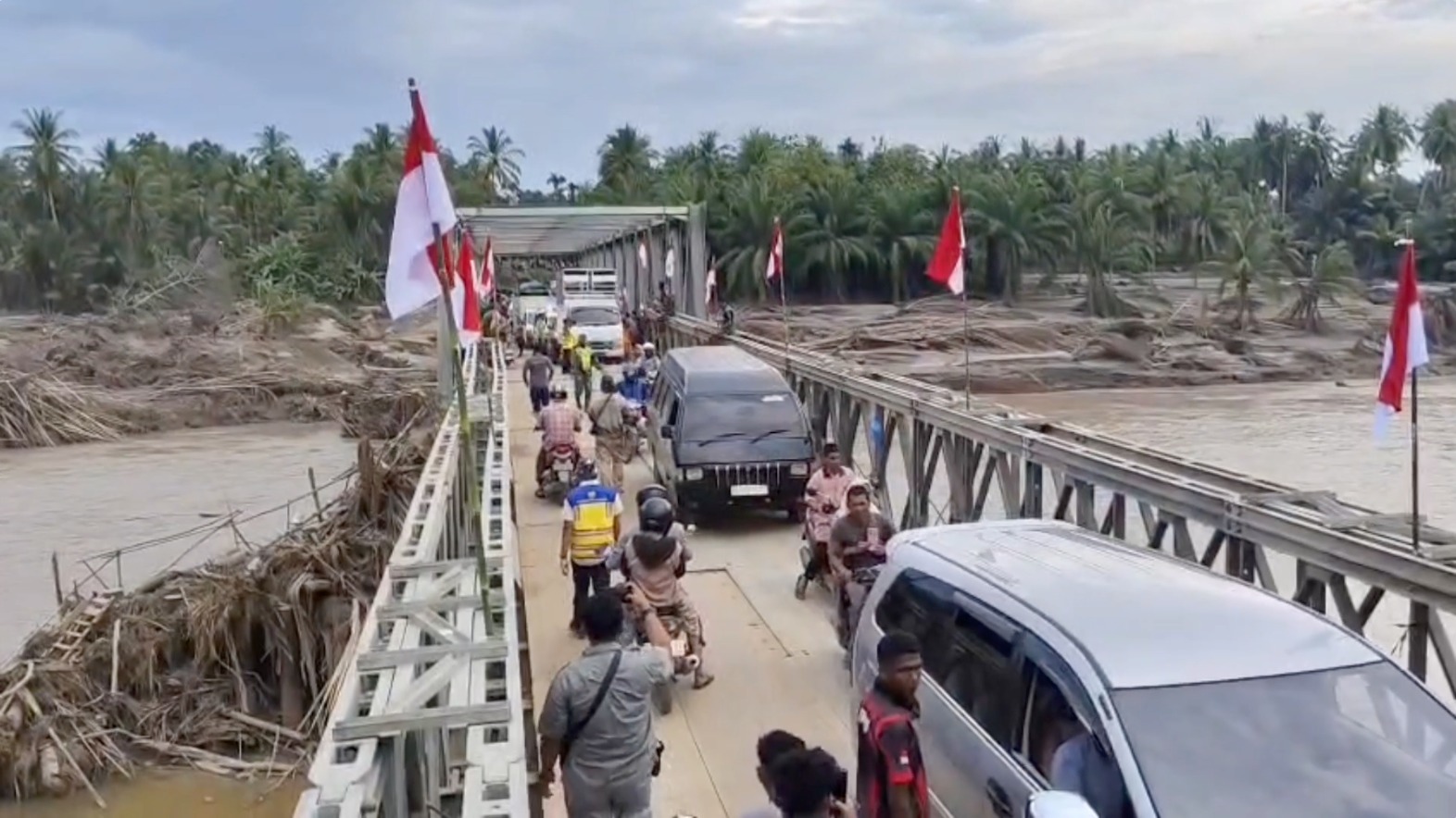 Iluatrasi pembangunan Jembatan pascabencana banjir Sumatra (SinPo.id/tim media)