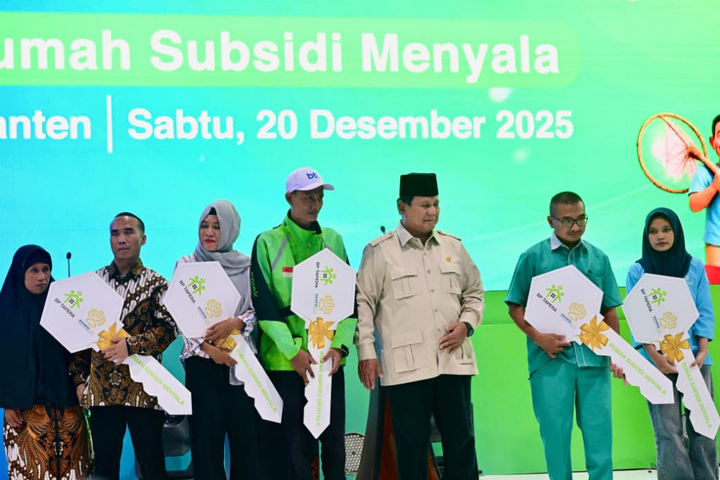 Presiden Prabowo Hadiri akad masal rumah KPR sebanyak 50.030 unit (Ashar/Foto: BiroSetpres/SinPo.id)