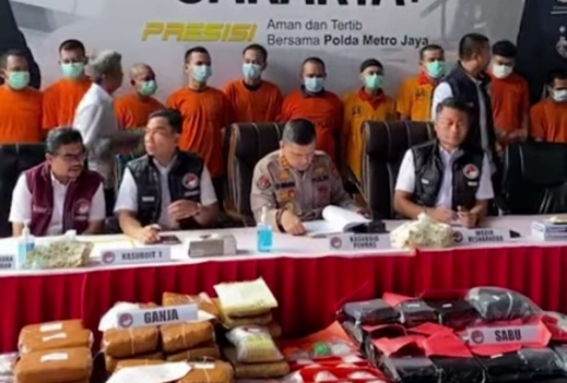 Konferensi pers pengungkapan narkoba (SinPo.id/Firdausi)