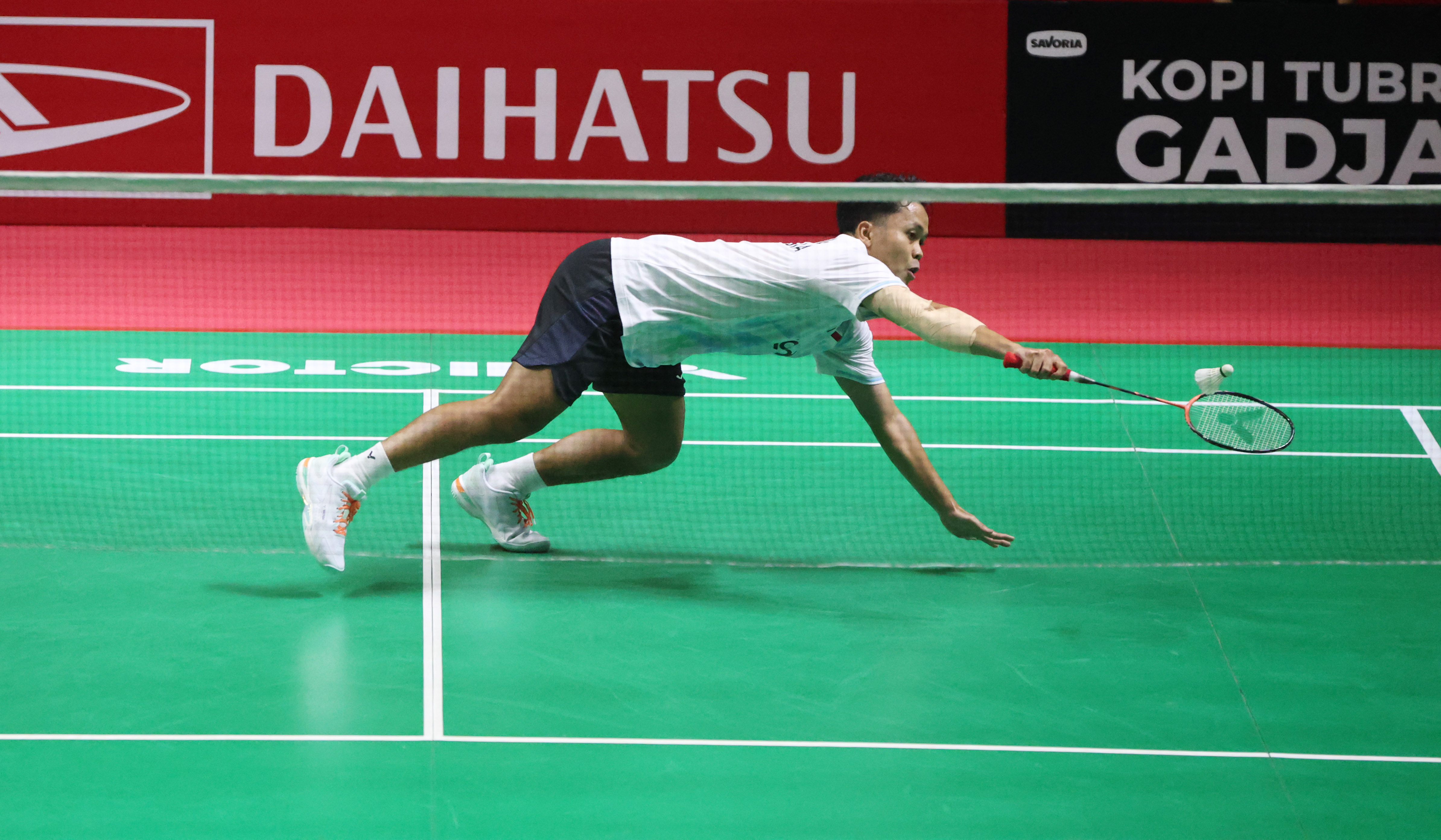 Anthony Ginting, saat menjalani laga diajang Indonesia Masters 2026 di Istora Senayan Jakarta. (Agus Priatna/SinPo.id)