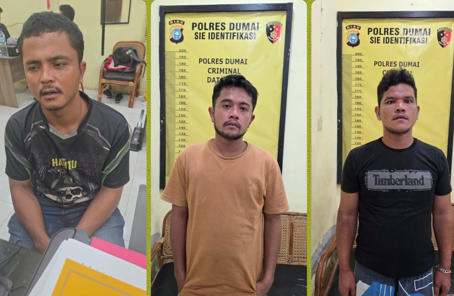 Tiga terduga pelaku penempatan calon PMI ilegal ke Malaysia. (SinPo.id/dok. KP2MI)