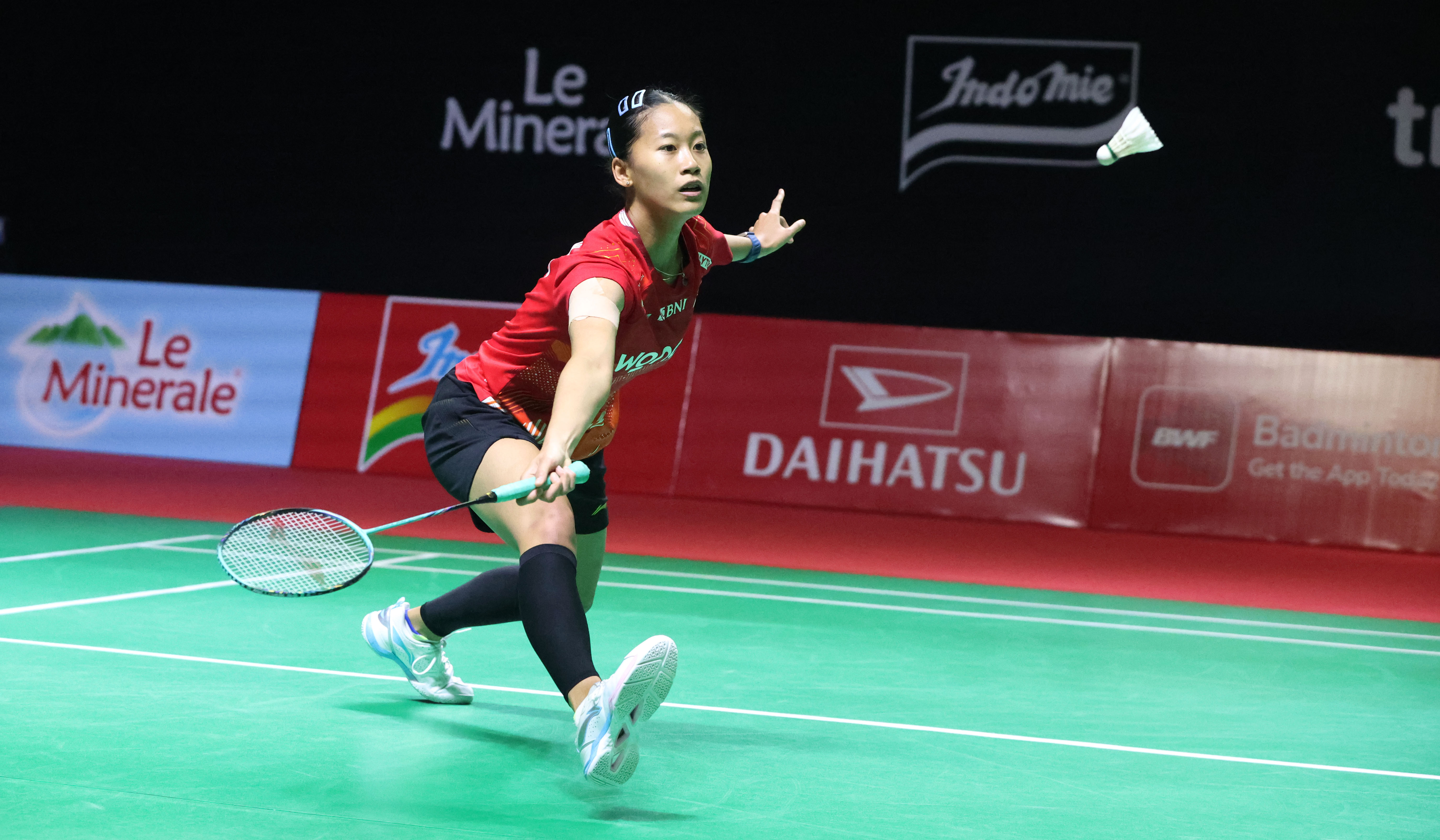 Tunggal putri Indonesia, Putri Kusuma Wardani, di ajang Indonesia Masters 2026. (Agus Priatna/SinPo.id)