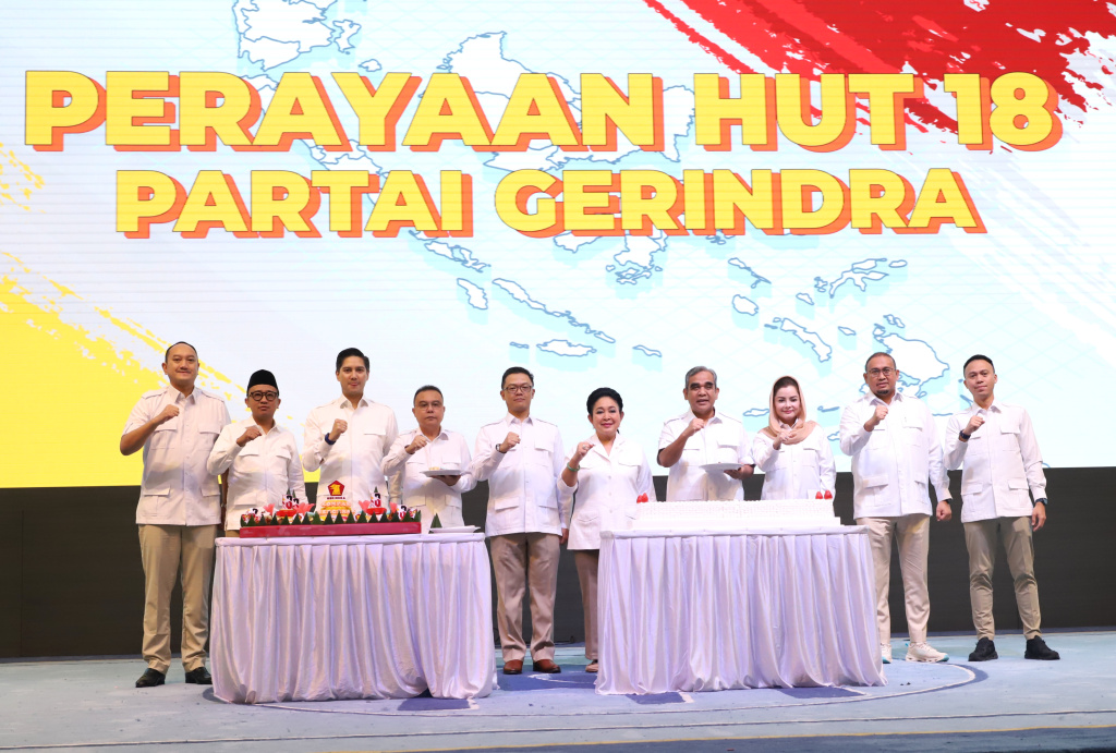 Fraksi Gerindra DPR merayakan HUT ke-18 Partai Gerindra di Gedung Nusantara IV (Ashar/SinPo.id)