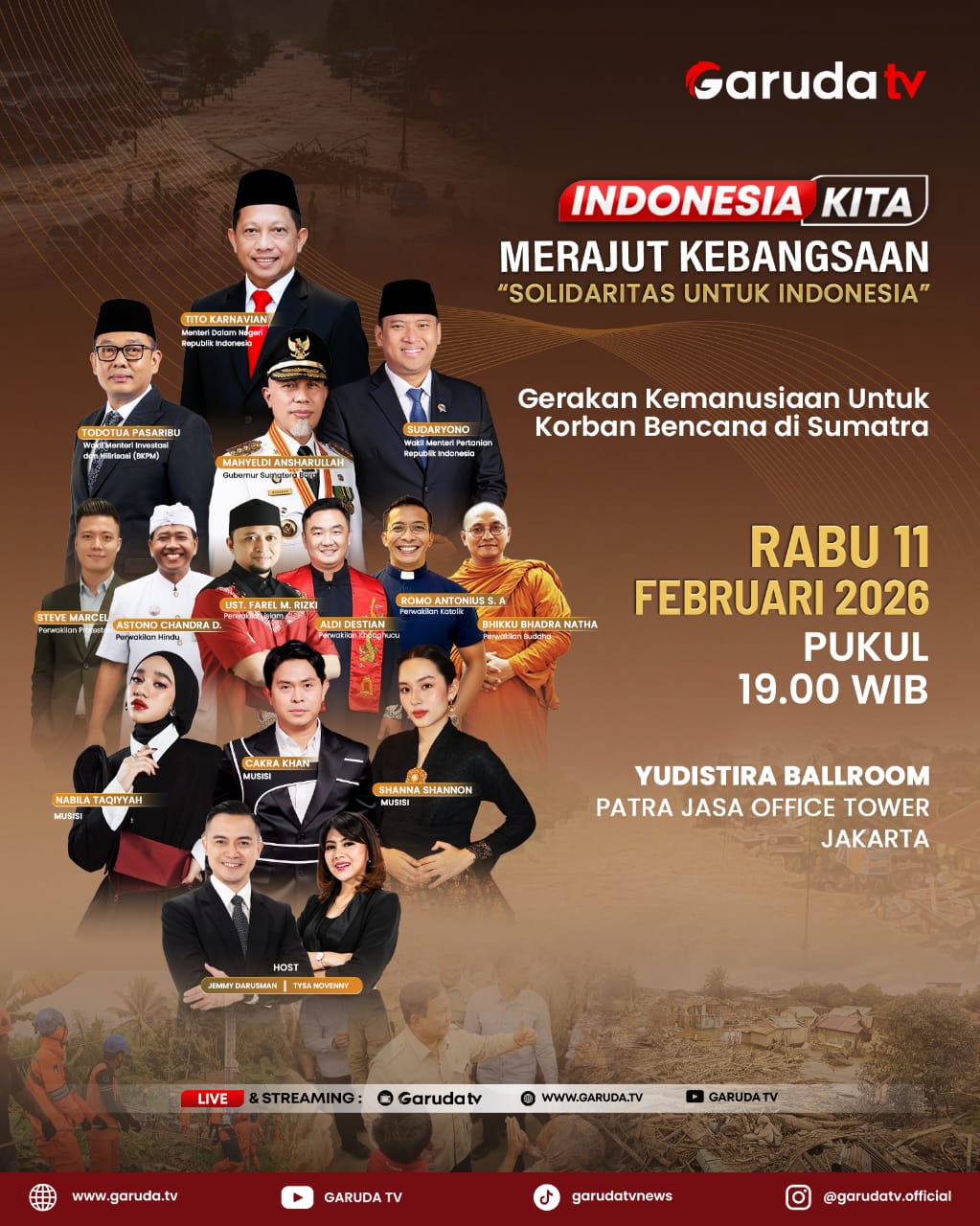 Garuda TV menyelenggarakan program khusus bertajuk “Indonesia Kita Spesial Merajut Kebangsaan – Solidaritas untuk Indonesia” (SinPo.id/Istimewa)