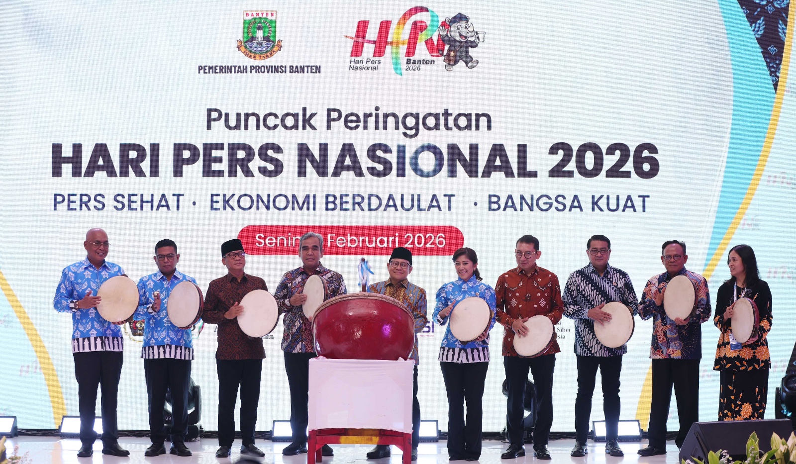 Sejumlah menteri hadiri peringatan puncak HPN 2026 di Banten. (SinPo.id/Agus)