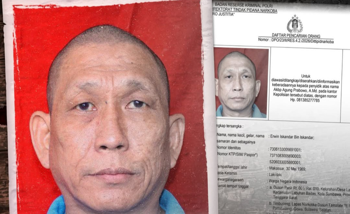 Tampang Koko Erwin yang ditetapkan DPO Narkoba (SinPo.id/Dok.Polri)