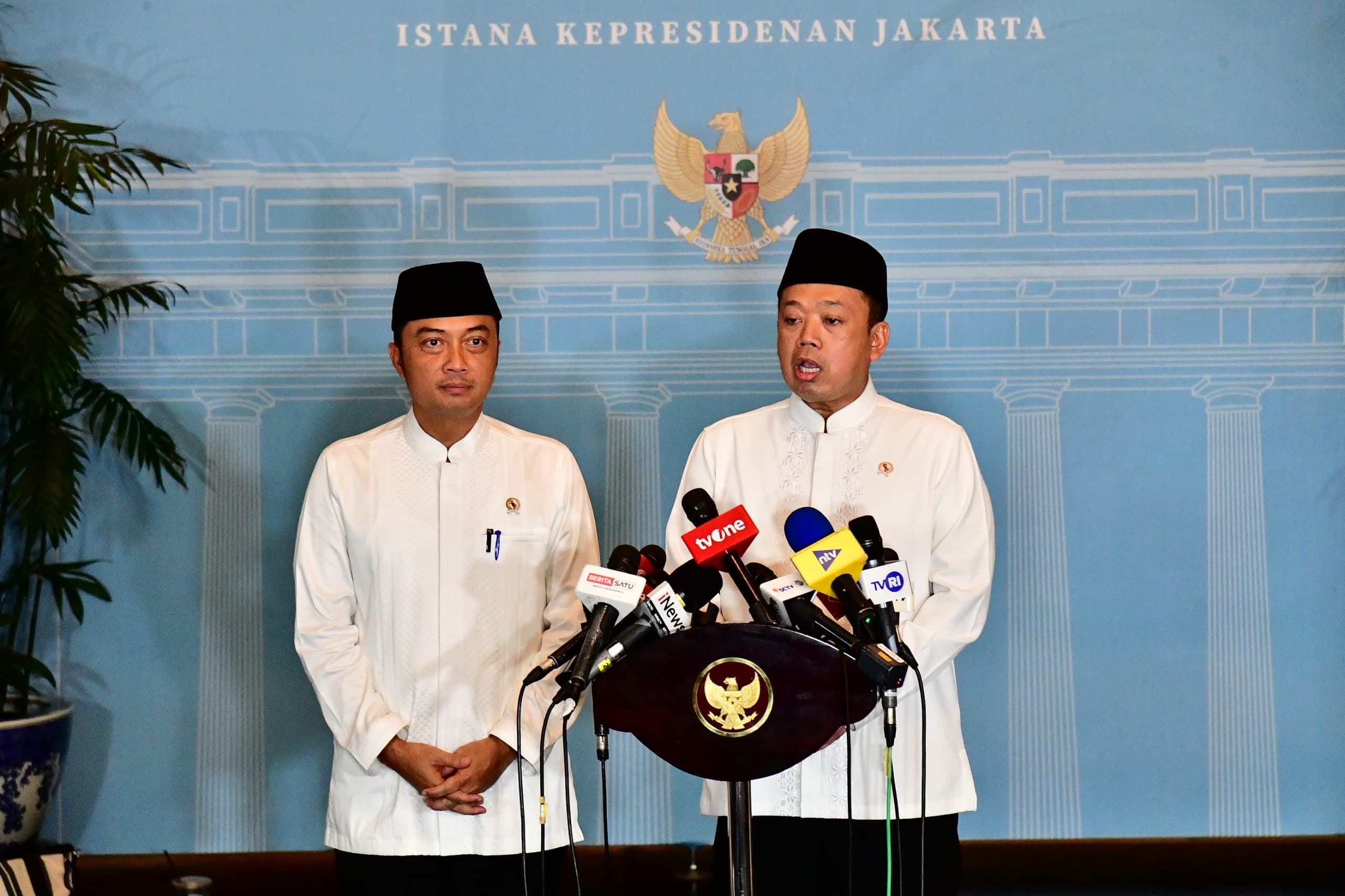 Menteri Agraria dan Tata Ruang Nusron Wahid, Mensesneg Prasetyo Hadi (SinPo.id/Biro Setpres)