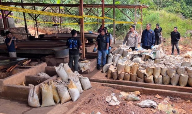 Barang bukti 16 ton pasir timah disita (SinPo.id/Dok.Polri)