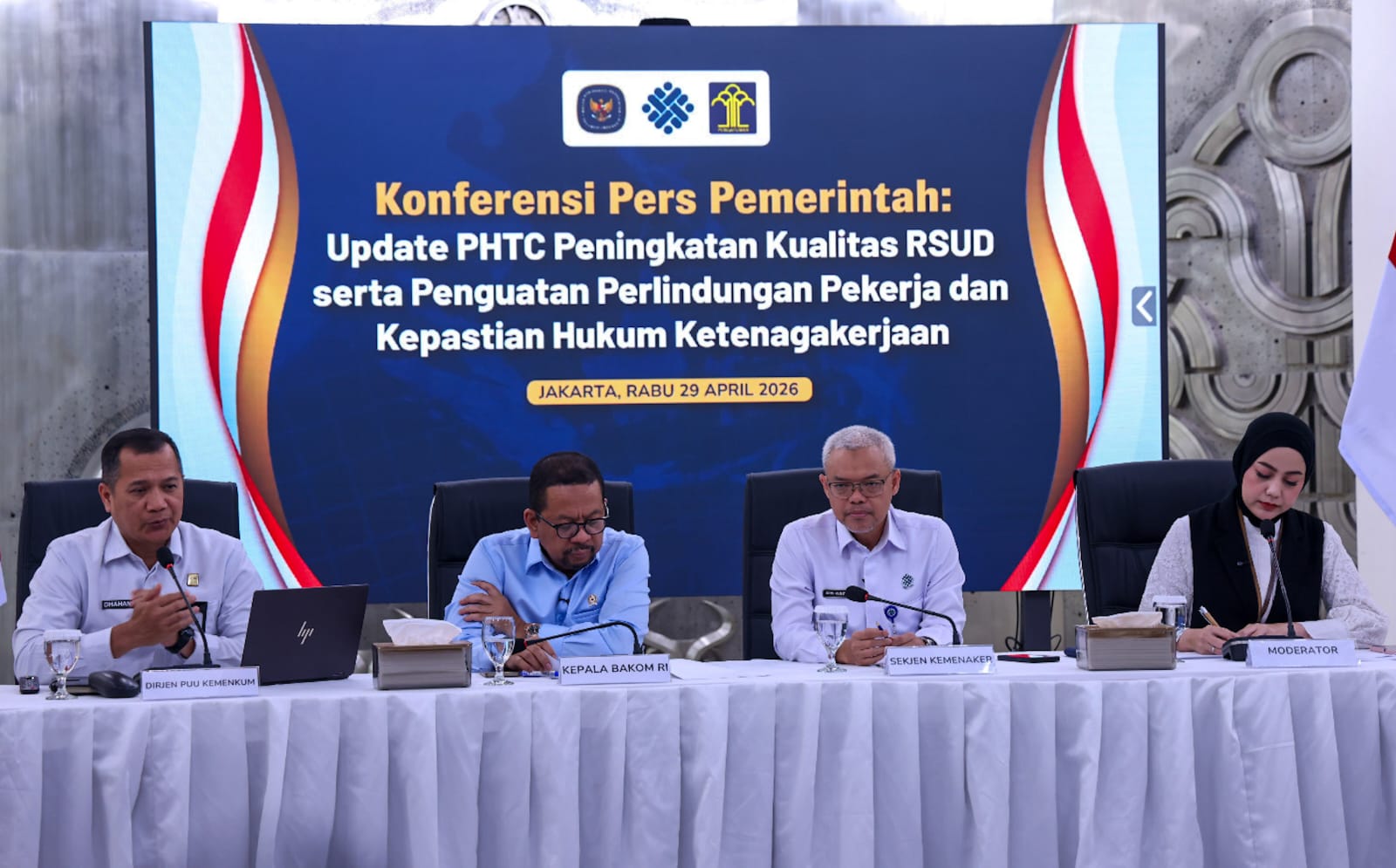 Konferensi pers Bakom, Kemenhum, dan Kemnaker (SinPo.id/ Dok. Kemnaker)