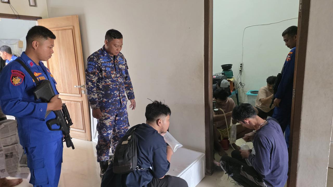 Penggerebekan lokasi penyelundupan benih lobster ilegal di Serang (SinPo.id/ Humas Polri)