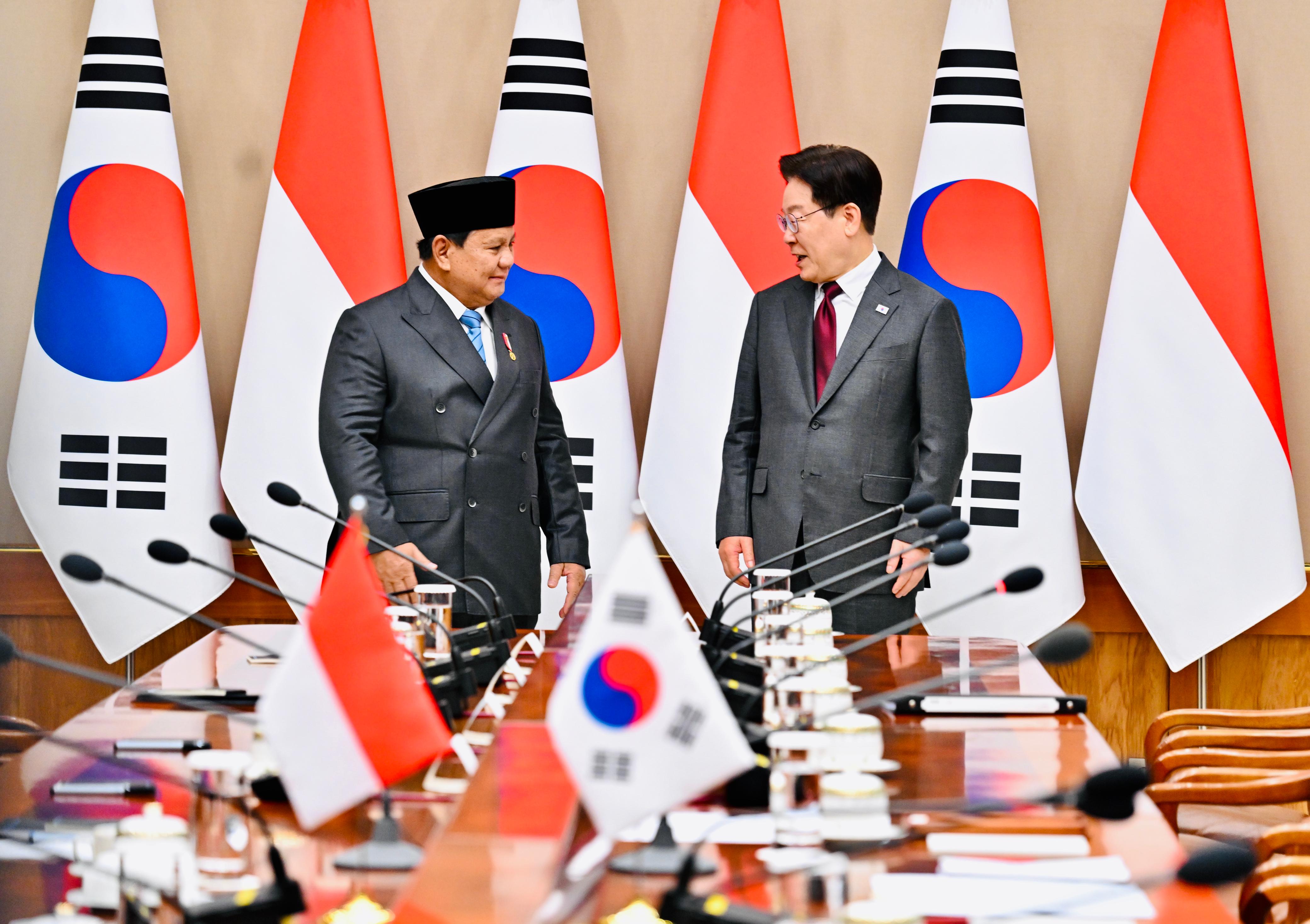 Presiden Lee Jae Myung bersama Presiden Prabowo Subianto (SinPo.id/Biro Setpres)