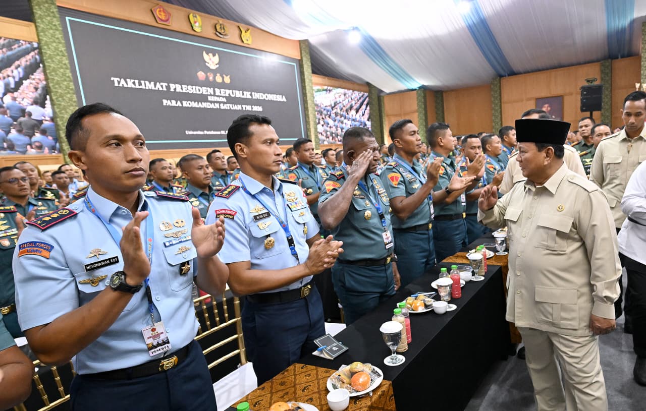 Presiden Prabowo Beri Taklimat 1.500 Komandan Satuan TNI di Unhan Bogor (SinPo.id/Biro Setpres)