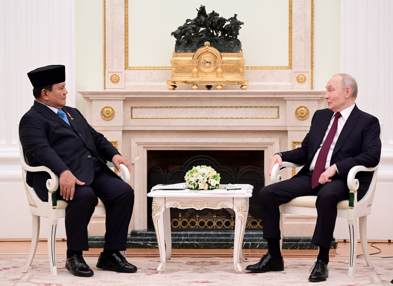 Presiden Prabowo dan Presiden Putin (SinPo.id/Biro Setpres)