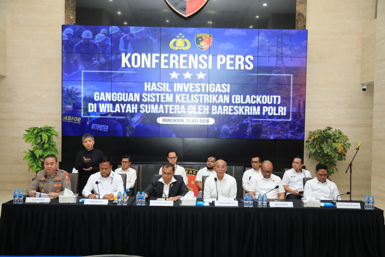 Konferensi pers insiden pemadaman listrik di Sumatra (SinPo.id/Dok.Polri)