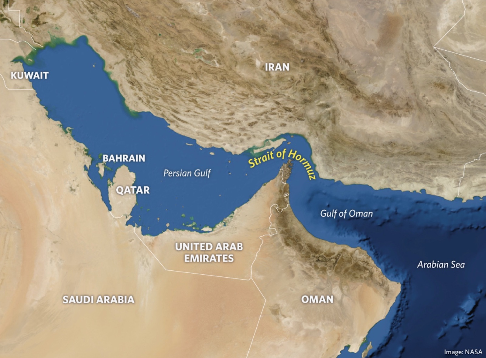 Ilustrasi. Selat Hormuz (SinPo.id/NASA)