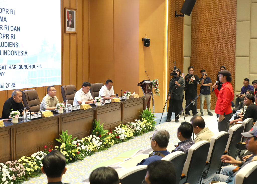 Pimpinan DPR menerima audiensi buruh. (SinPo.id/Tio)