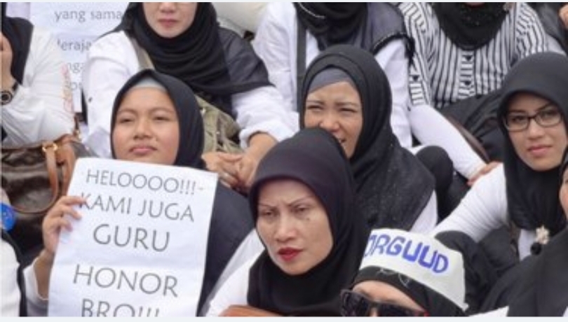 Ilustrasi guru ketika berunjuk rasa (SinPo.id/Antara)