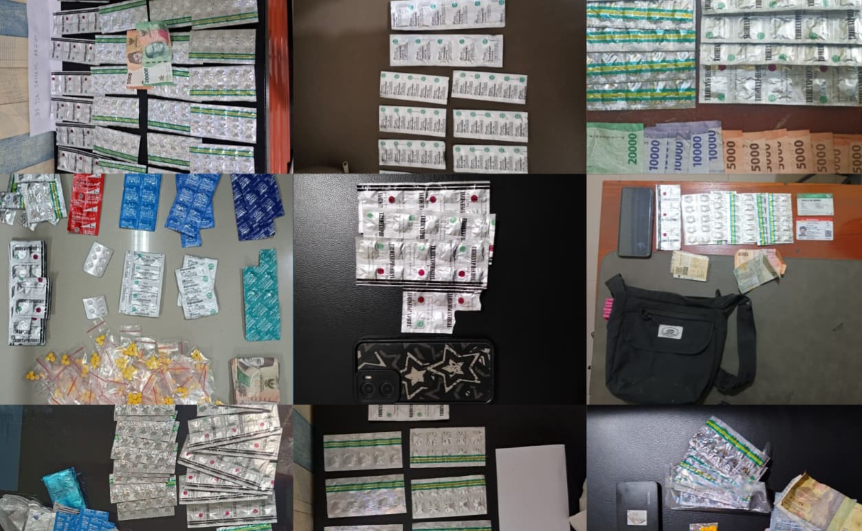 Barang bukti obat-obatan ilegal disita di Depok (SinPo.id/Dok.Istimewa)