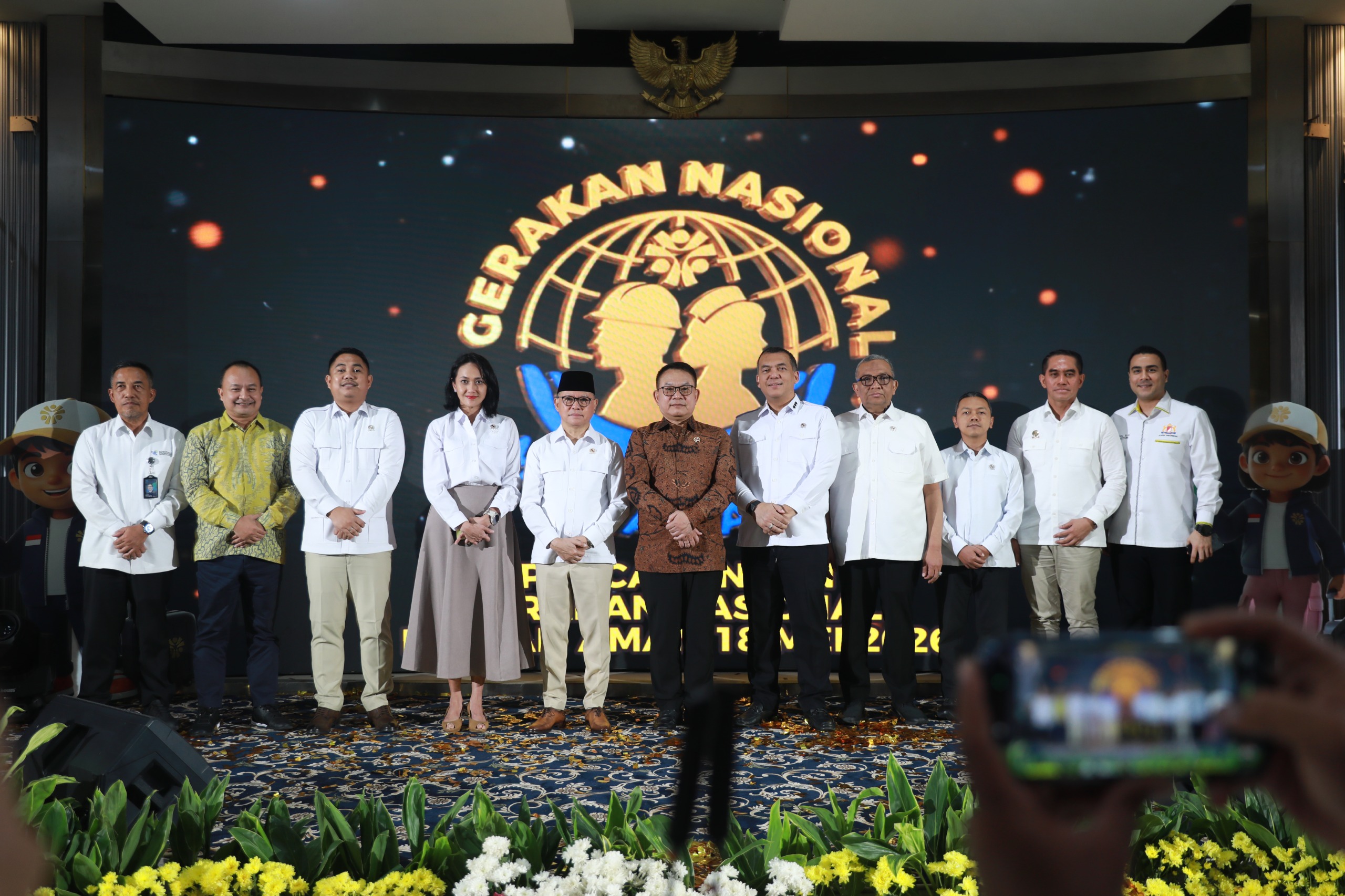 Wakil Menteri P2MI Christina Aryani dalam peluncuran Gerakan Nasional Migran Aman. (SinPo.id/Tio)