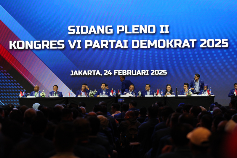 Agus Harimurti Yudhoyono terpilih kembali menjadi Ketua Umum Partai Demokrat dalam Kongres VI Demokrat (Ashar/SinPo.id)