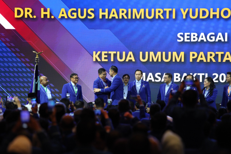Agus Harimurti Yudhoyono terpilih kembali menjadi Ketua Umum Partai Demokrat dalam Kongres VI Demokrat (Ashar/SinPo.id)