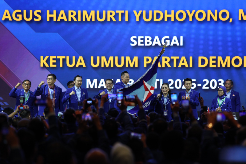Agus Harimurti Yudhoyono terpilih kembali menjadi Ketua Umum Partai Demokrat dalam Kongres VI Demokrat (Ashar/SinPo.id)