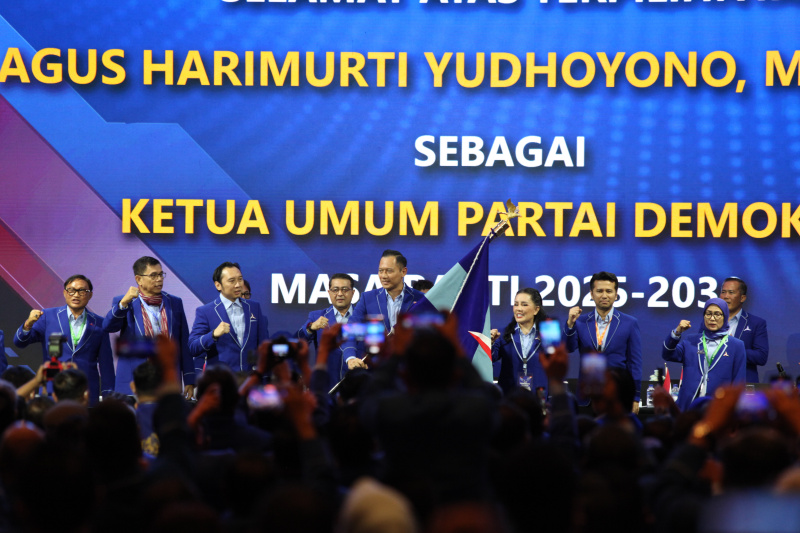 Agus Harimurti Yudhoyono terpilih kembali menjadi Ketua Umum Partai Demokrat dalam Kongres VI Demokrat (Ashar/SinPo.id)