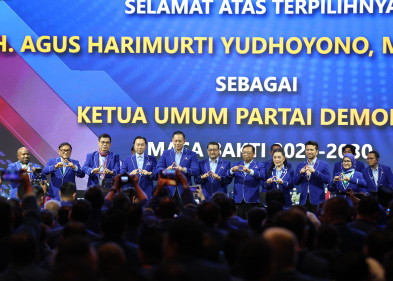 Agus Harimurti Yudhoyono terpilih kembali menjadi Ketua Umum Partai Demokrat dalam Kongres VI Demokrat (Ashar/SinPo.id)