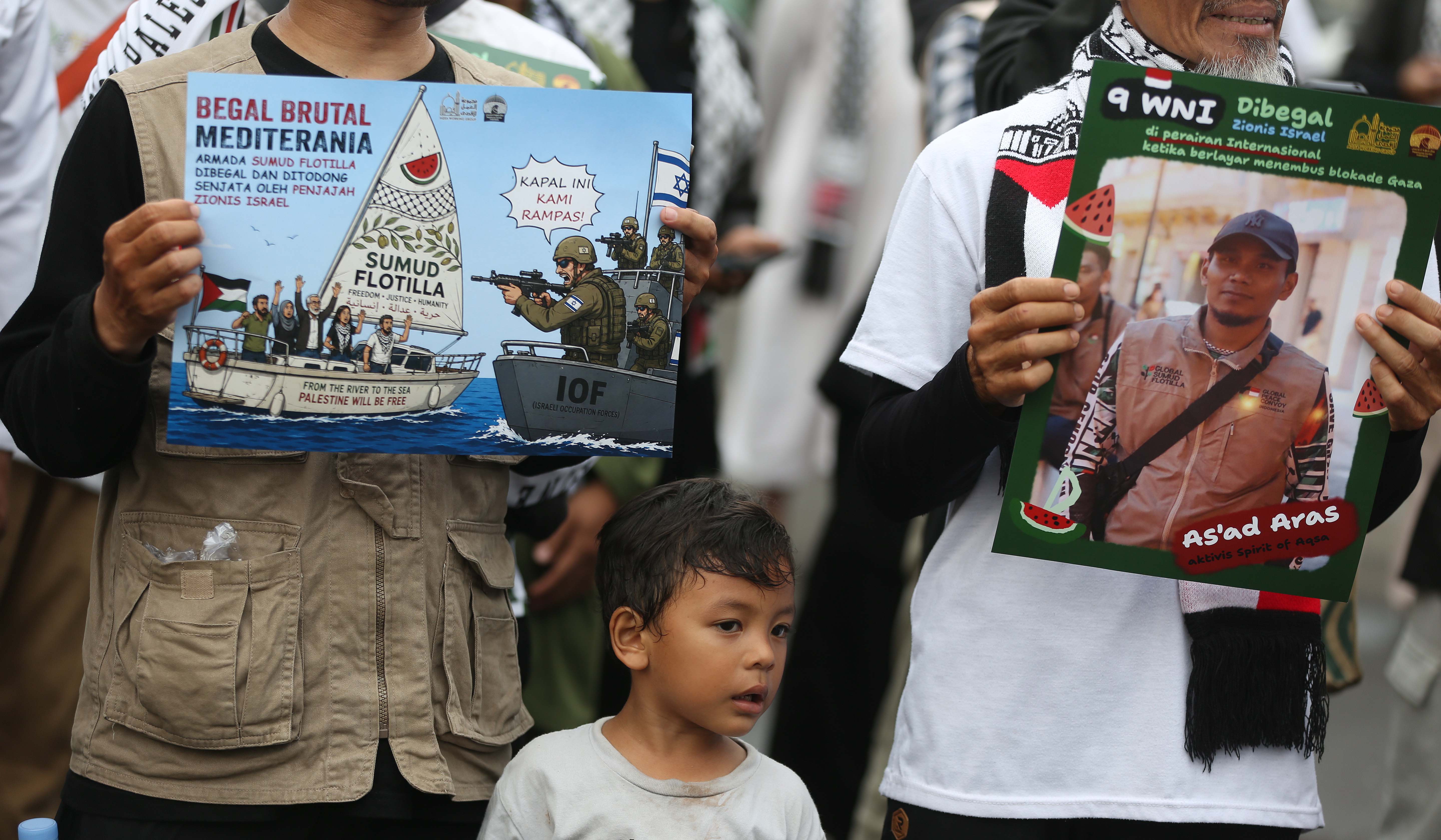 Aksi kecam kekerasan Israel terhadap aktivis dan jurnalis. (Agus Priatna/SinPo.id)