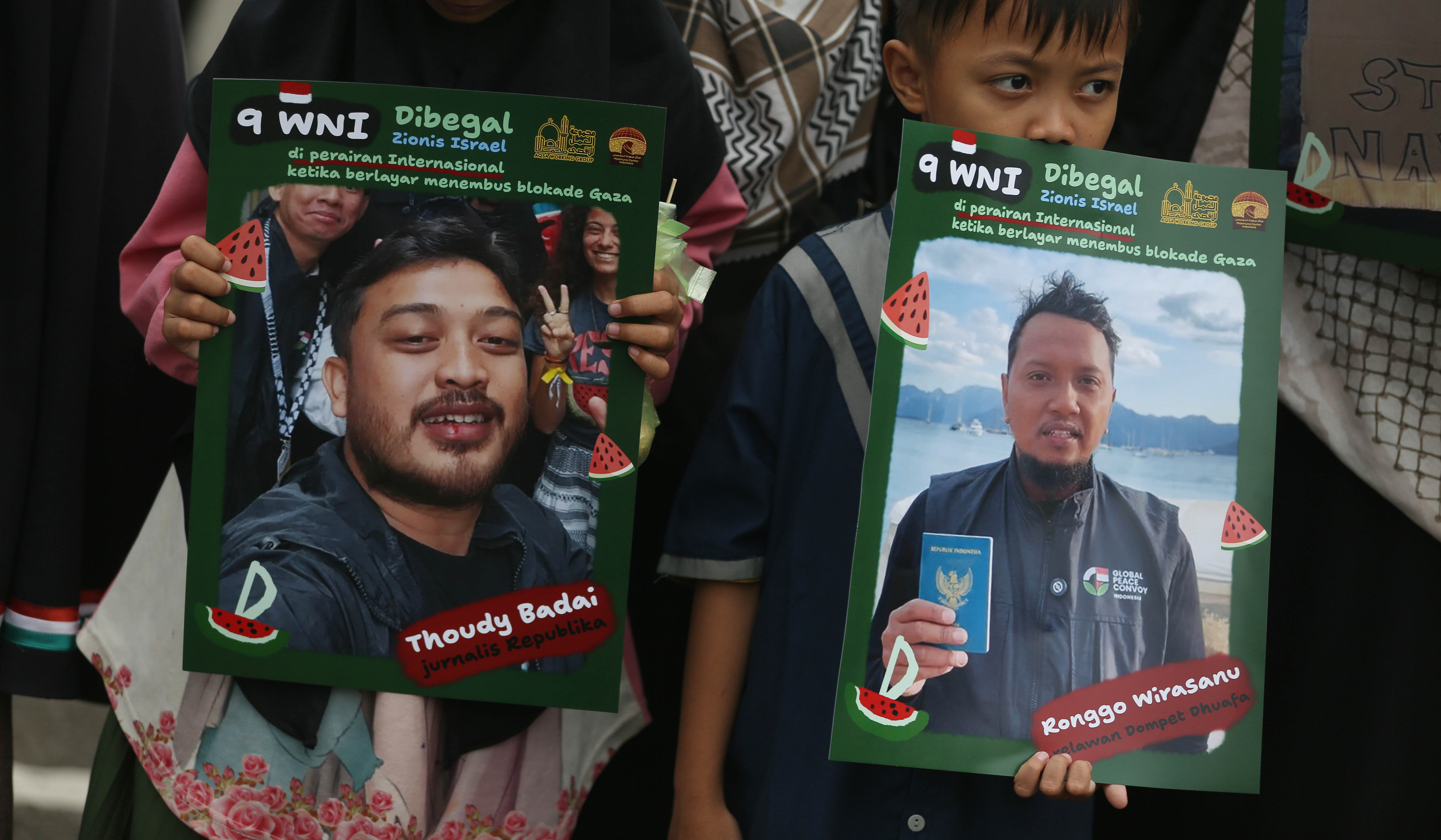 Aksi kecam kekerasan Israel terhadap aktivis dan jurnalis. (Agus Priatna/SinPo.id)