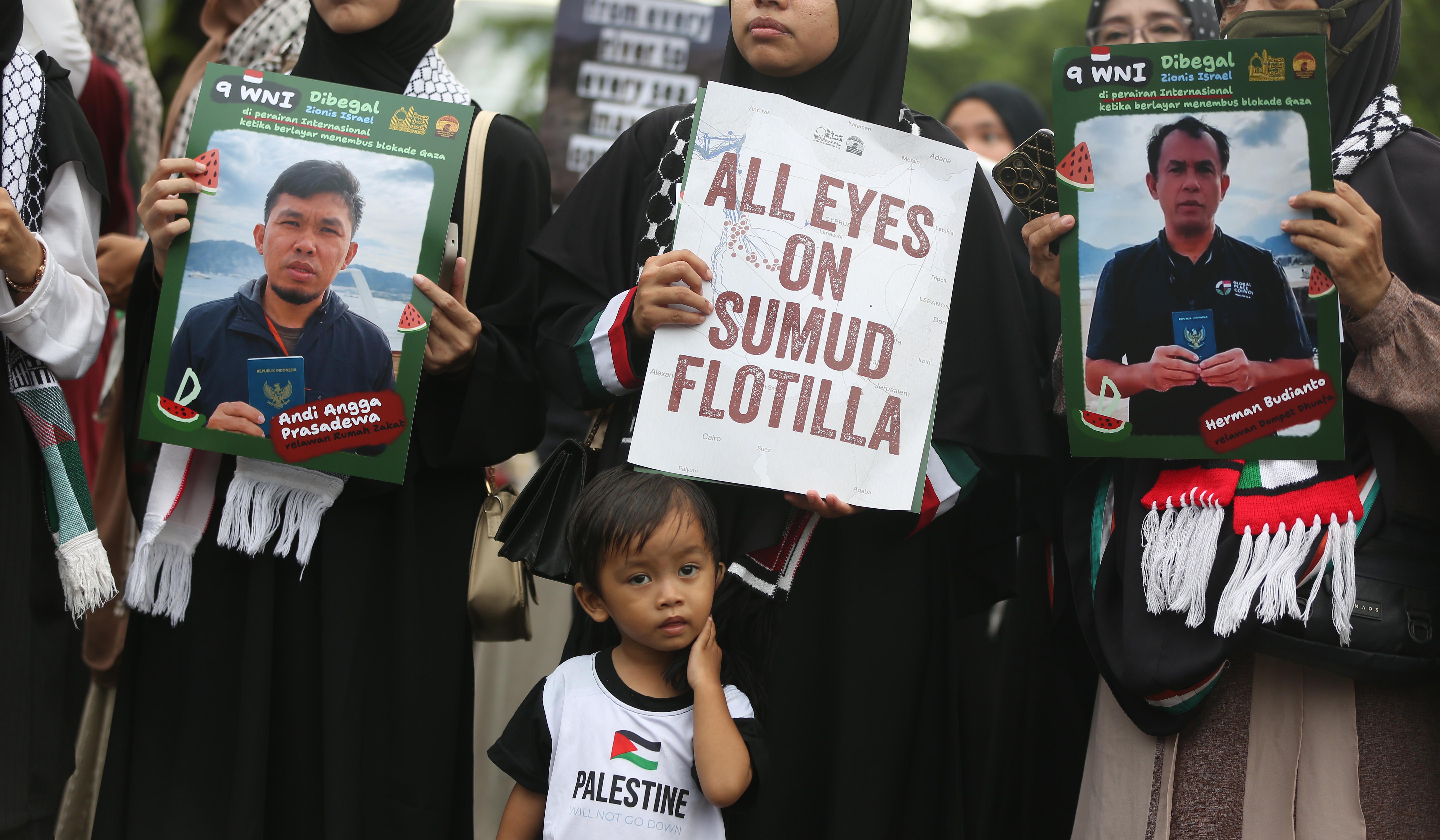 Aksi kecam kekerasan Israel terhadap aktivis dan jurnalis. (Agus Priatna/SinPo.id)