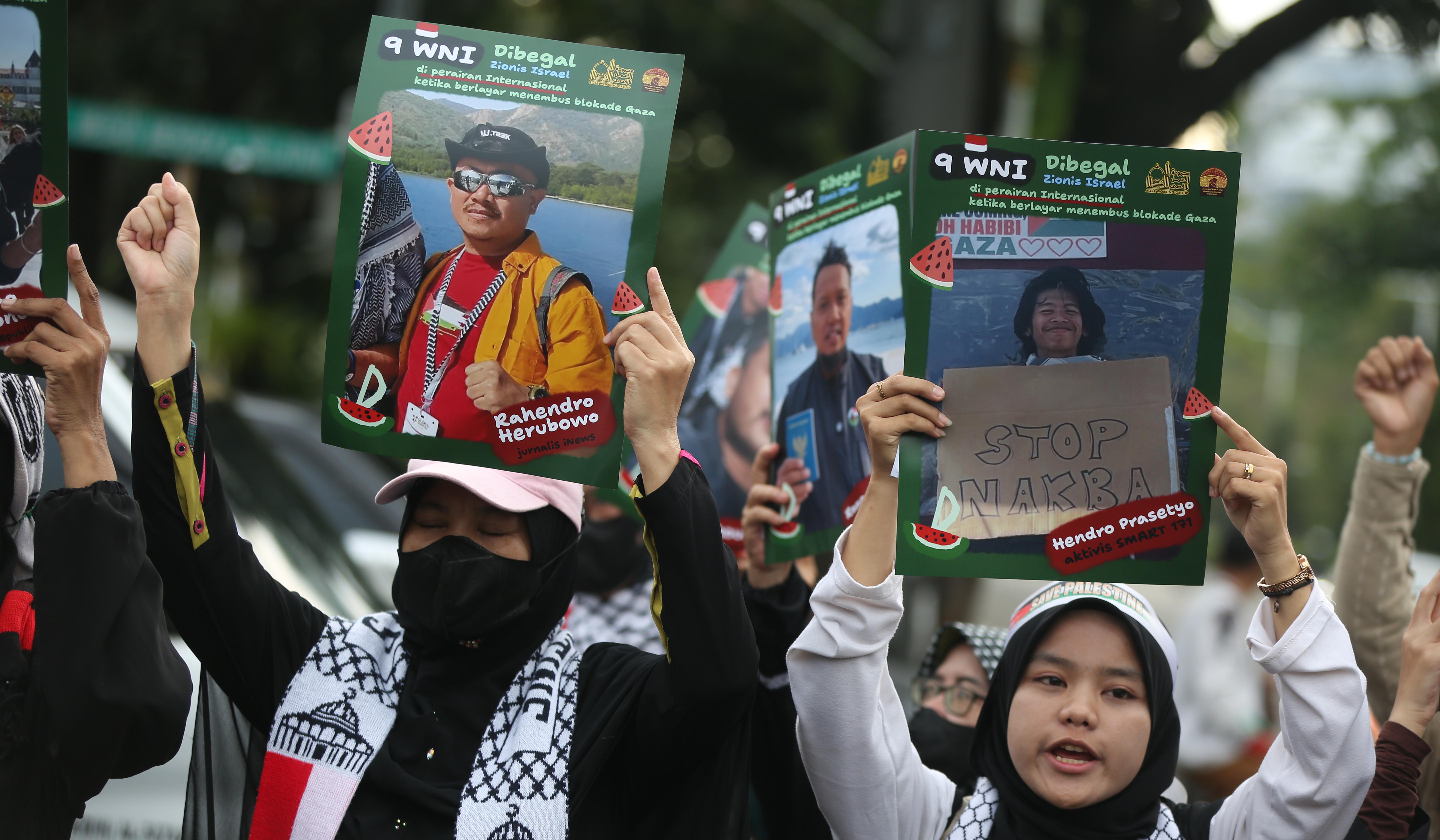 Aksi kecam kekerasan Israel terhadap aktivis dan jurnalis. (Agus Priatna/SinPo.id)