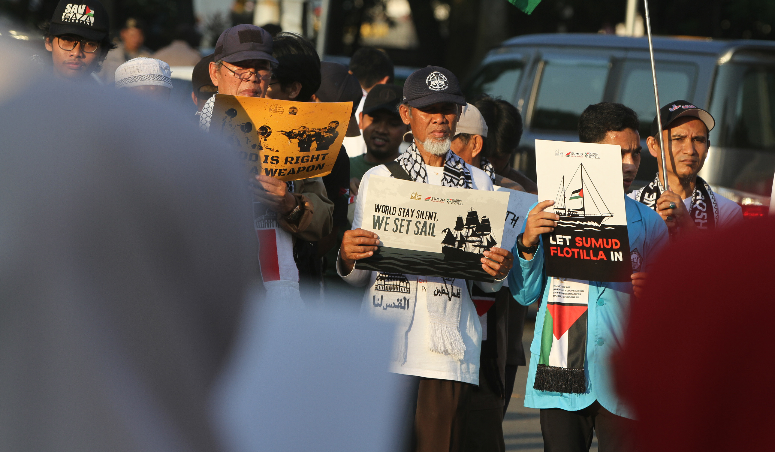 Aksi Solidaritas Palestina di Kedubes AS. (Agus Priatna/SinPo.id)