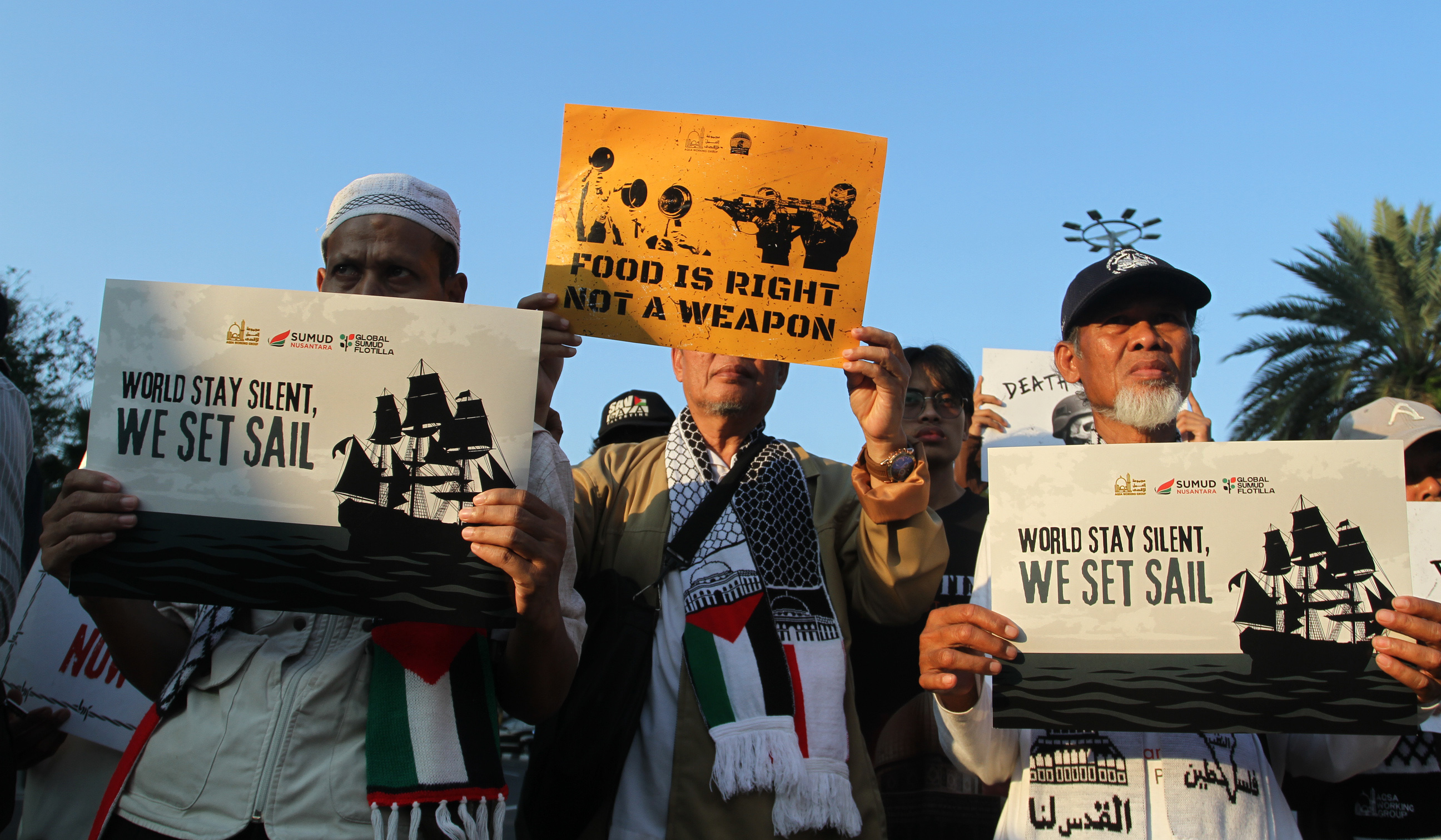 Aksi Solidaritas Palestina di Kedubes AS. (Agus Priatna/SinPo.id)