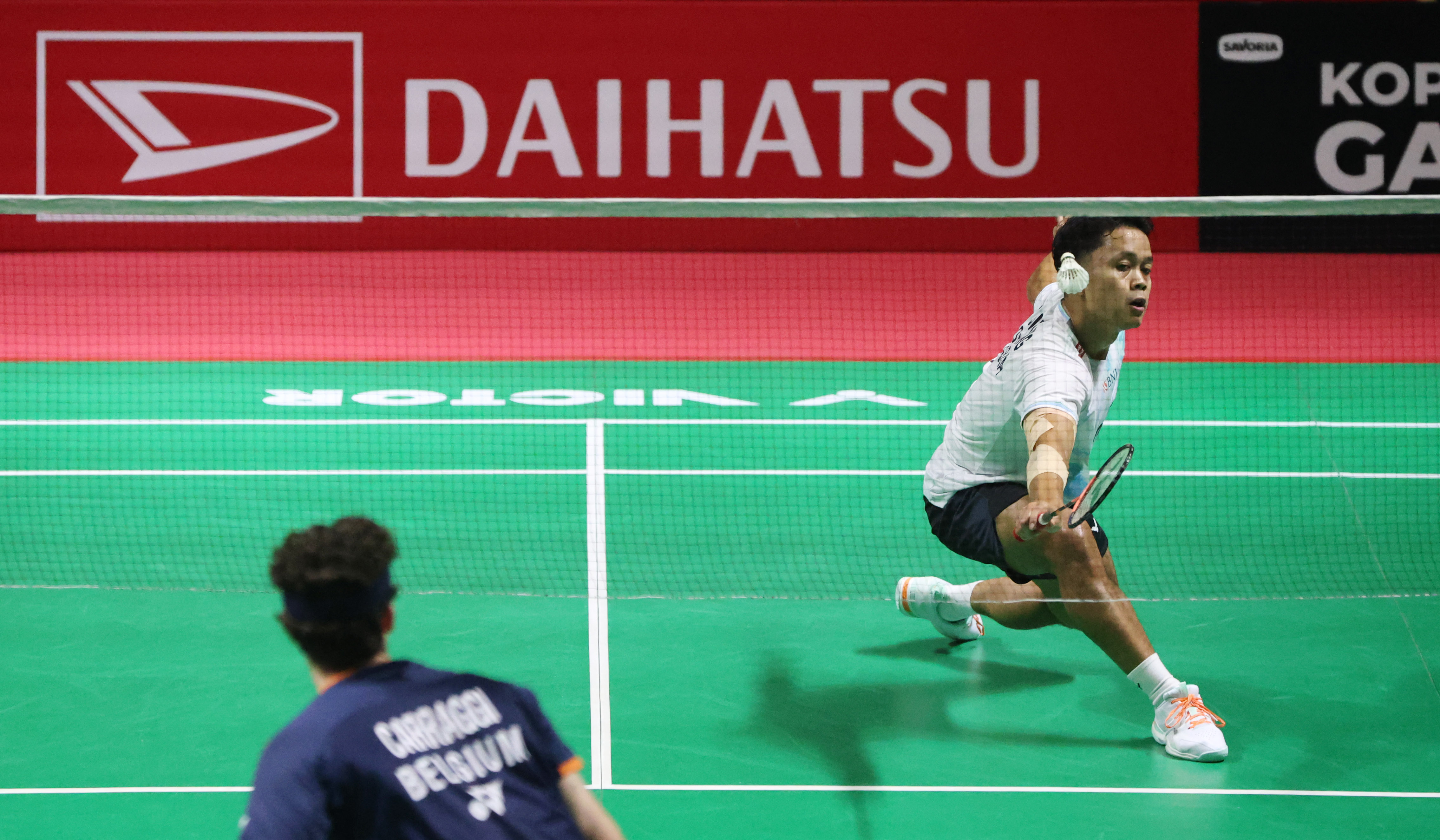 Anthony Ginting, saat menjalani laga diajang Indonesia Masters 2026 di Istora Senayan Jakarta. (Agus Priatna/SinPo.id)