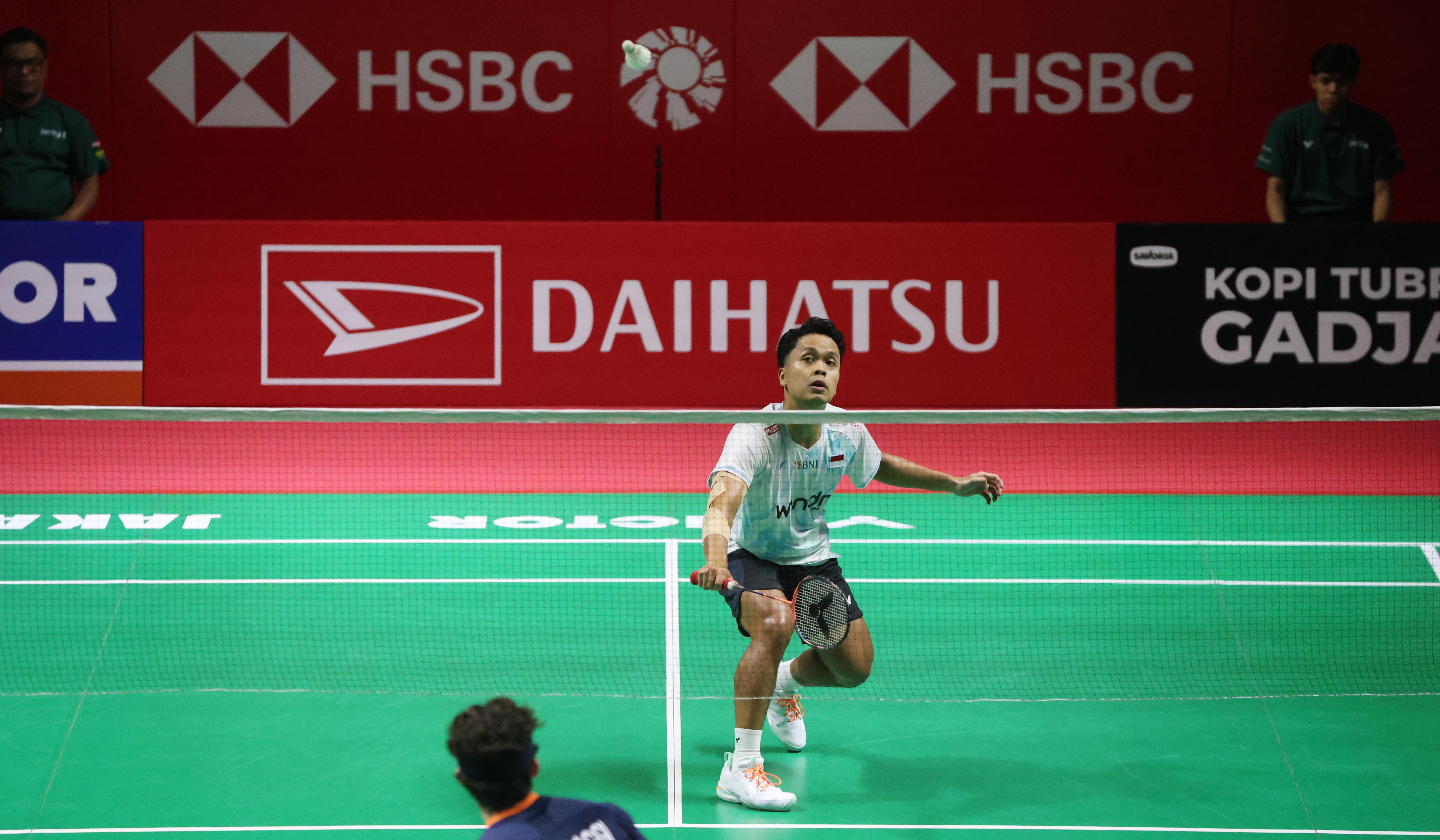 Anthony Ginting, saat menjalani laga diajang Indonesia Masters 2026 di Istora Senayan Jakarta. (Agus Priatna/SinPo.id)
