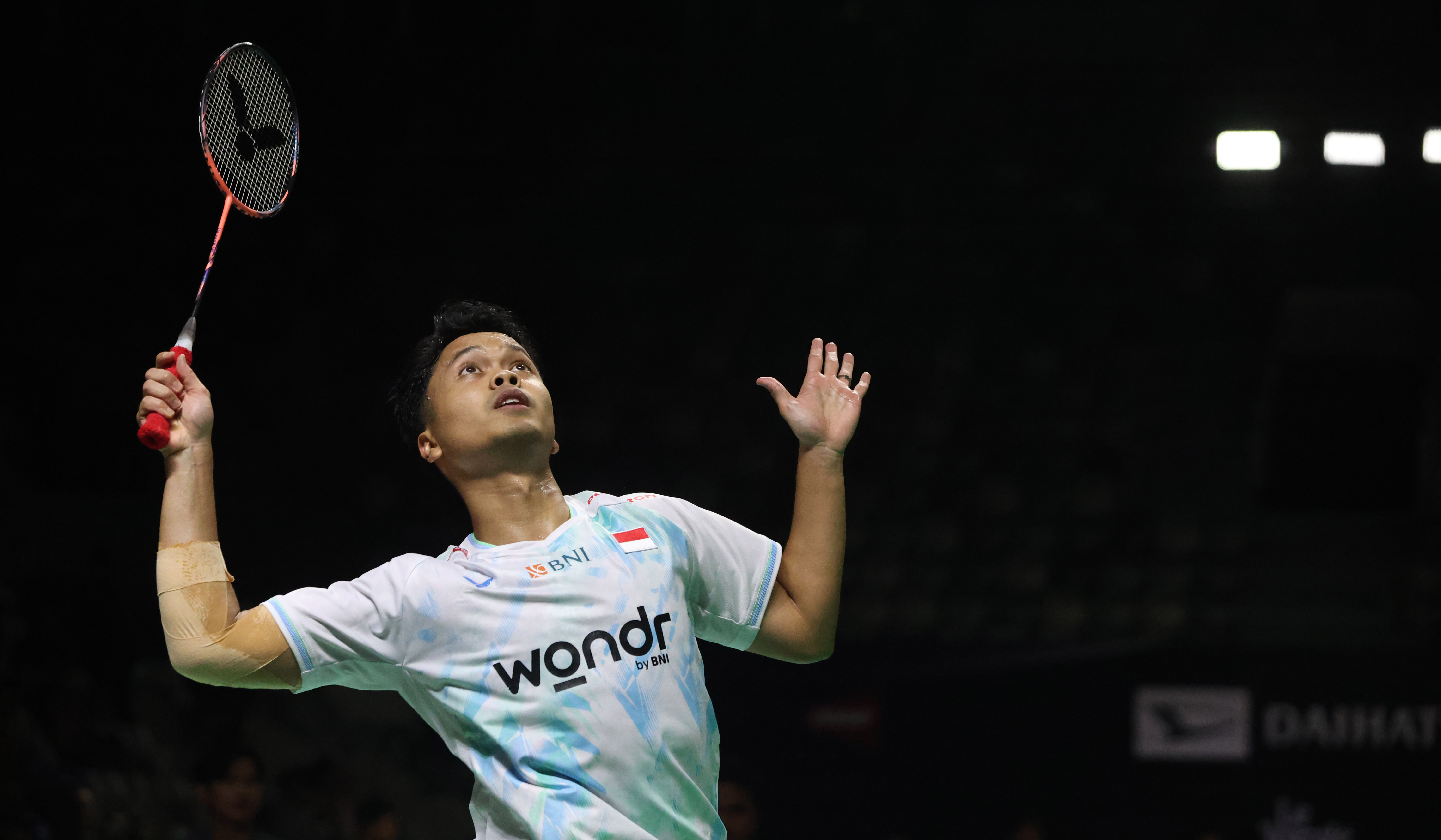 Anthony Ginting, saat menjalani laga diajang Indonesia Masters 2026 di Istora Senayan Jakarta. (Agus Priatna/SinPo.id)