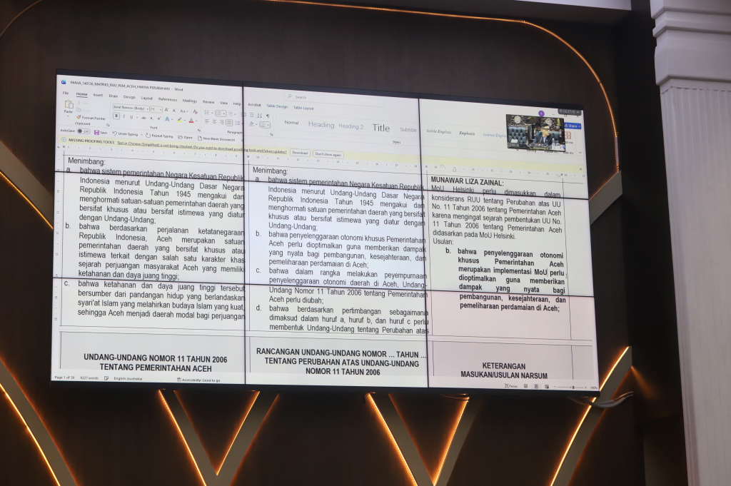 Badan Legislatif (Baleg) DPR menggelar Rapat Panja tentang RUU Pemerintahan Aceh (Ashar/SinPo.id)