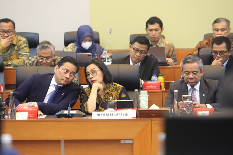 Banggar DPR gelar raker dengan Menkeu Sri Mulyani membahas pertanggungjawaban pelaksanaan APBN TA 2024 (Ashar/SinPo.id)