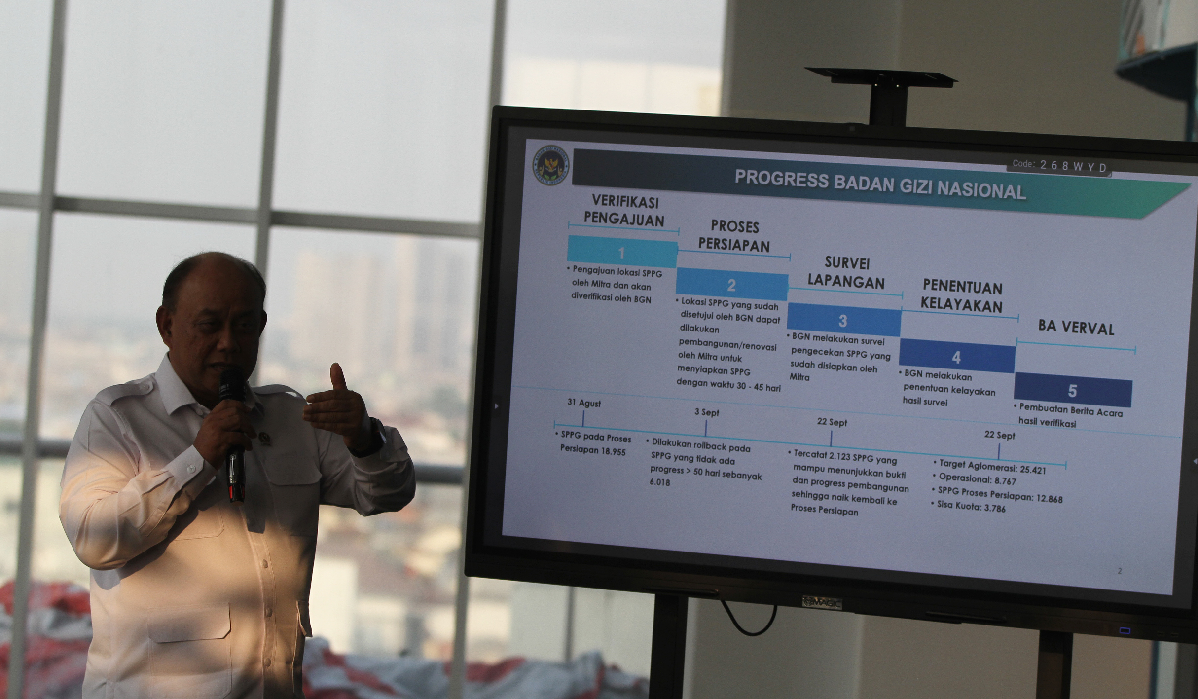 Kepala BGN, Dadan Hindayana, saat konferensi pers. (Agus Priatna/SinPo.id)