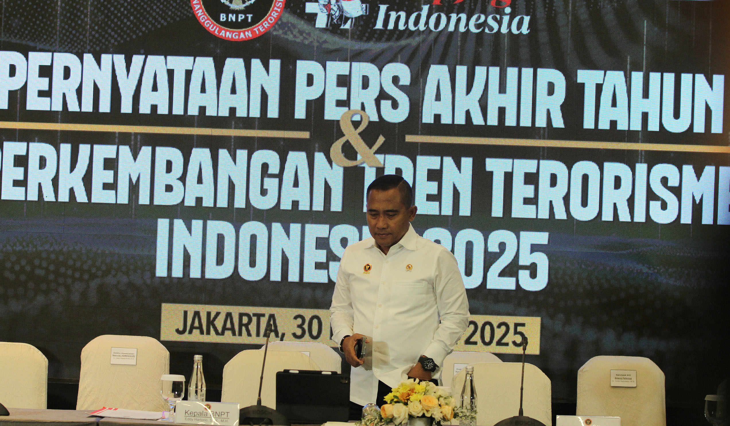 Konferensi pers BNPT. (Agus Priatna/SinPo.id)