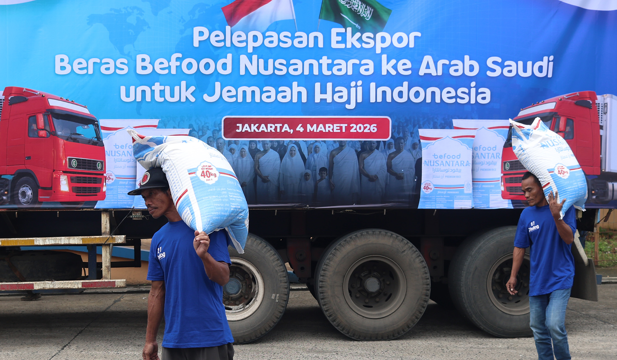 Pelepasan ekspor beras Bulog ke Arab Saudi. (Agus Priatna/SinPo.id)