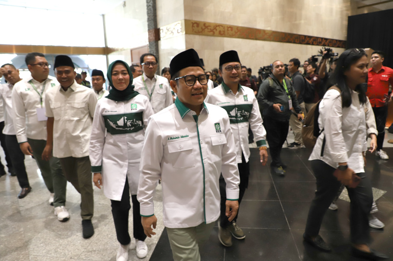 Ketua Umum PKB menghadiri Mukernas di JCC membahas sikap masuk dalam pemerintahan Prabowo-Gibran dan membahas perekonomian nasional (Ashar/SinPo.id)