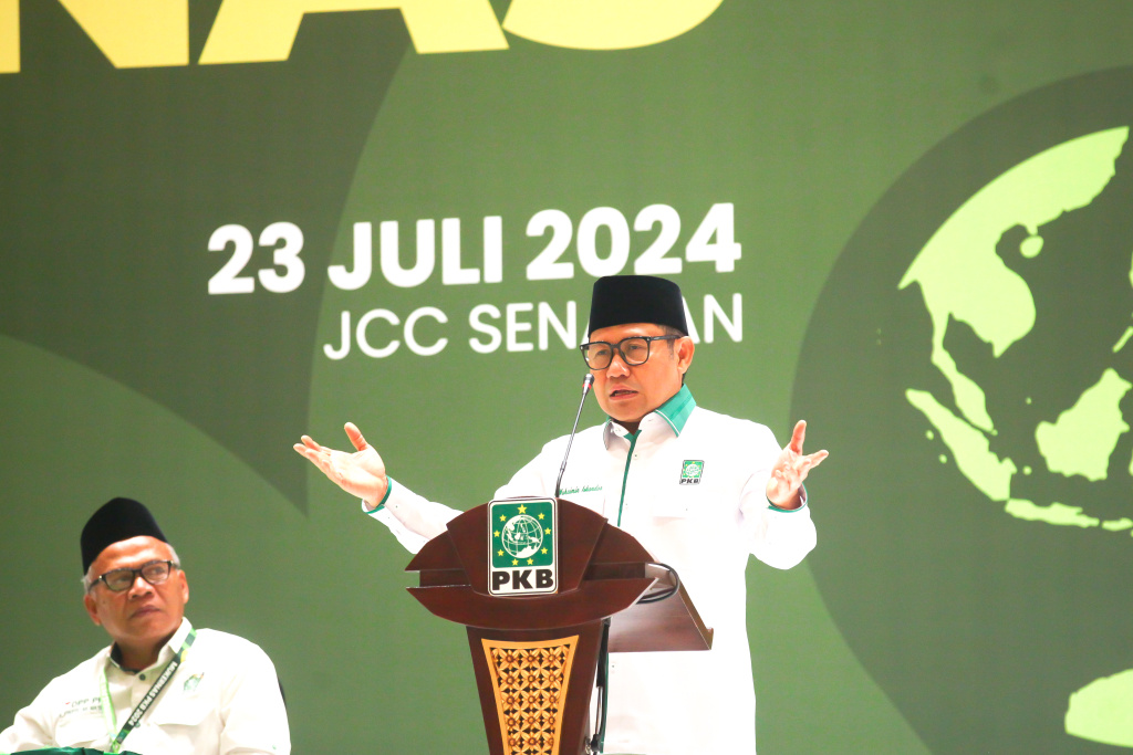 Ketua Umum PKB menghadiri Mukernas di JCC membahas sikap masuk dalam pemerintahan Prabowo-Gibran dan membahas perekonomian nasional (Ashar/SinPo.id)