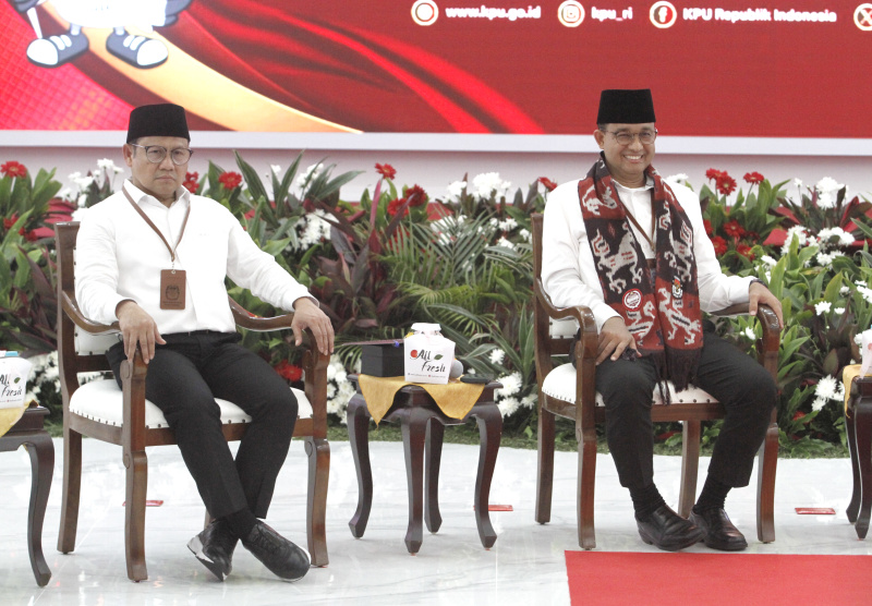 Capres Anies dan Cawapres Cak Imin resmi mendaftarkan ke KPU untuk Pilpres 2024 nanti (Ashar/SinPo.id)