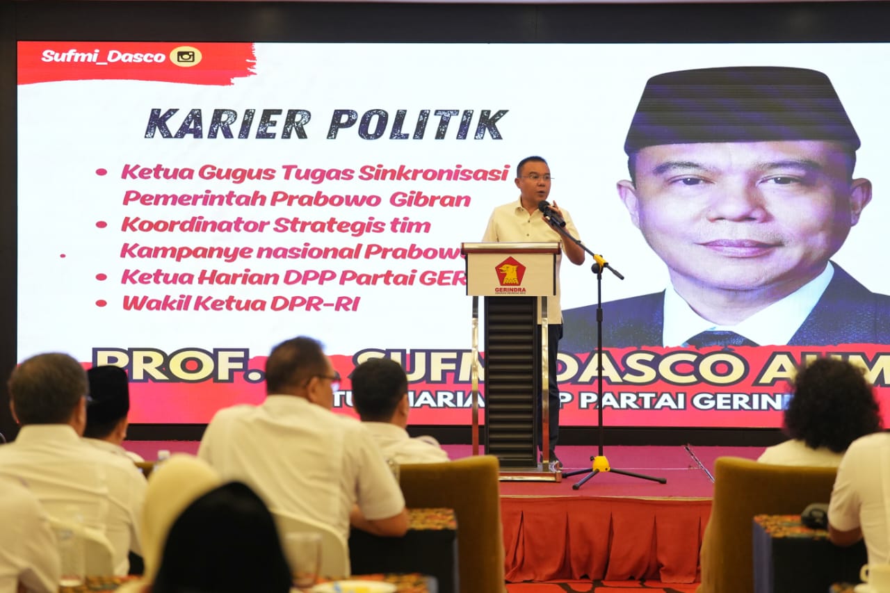 Ketua Harian DPP Gerindra Prof Sufmi Dasco Ahmad hadiri rapat koordinasi pemenangan pilkada Se-Provinsi Banten 2024 (Ashar/SinPo.id)