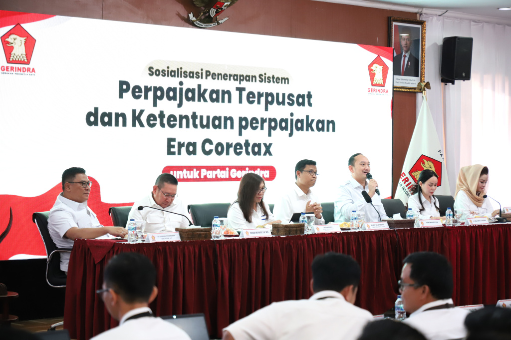 Dirjen Pajak menggelar sosialisasi Sistem Perpajakan Coretax di DPP Gerindra (Ashar/SinPo.id)